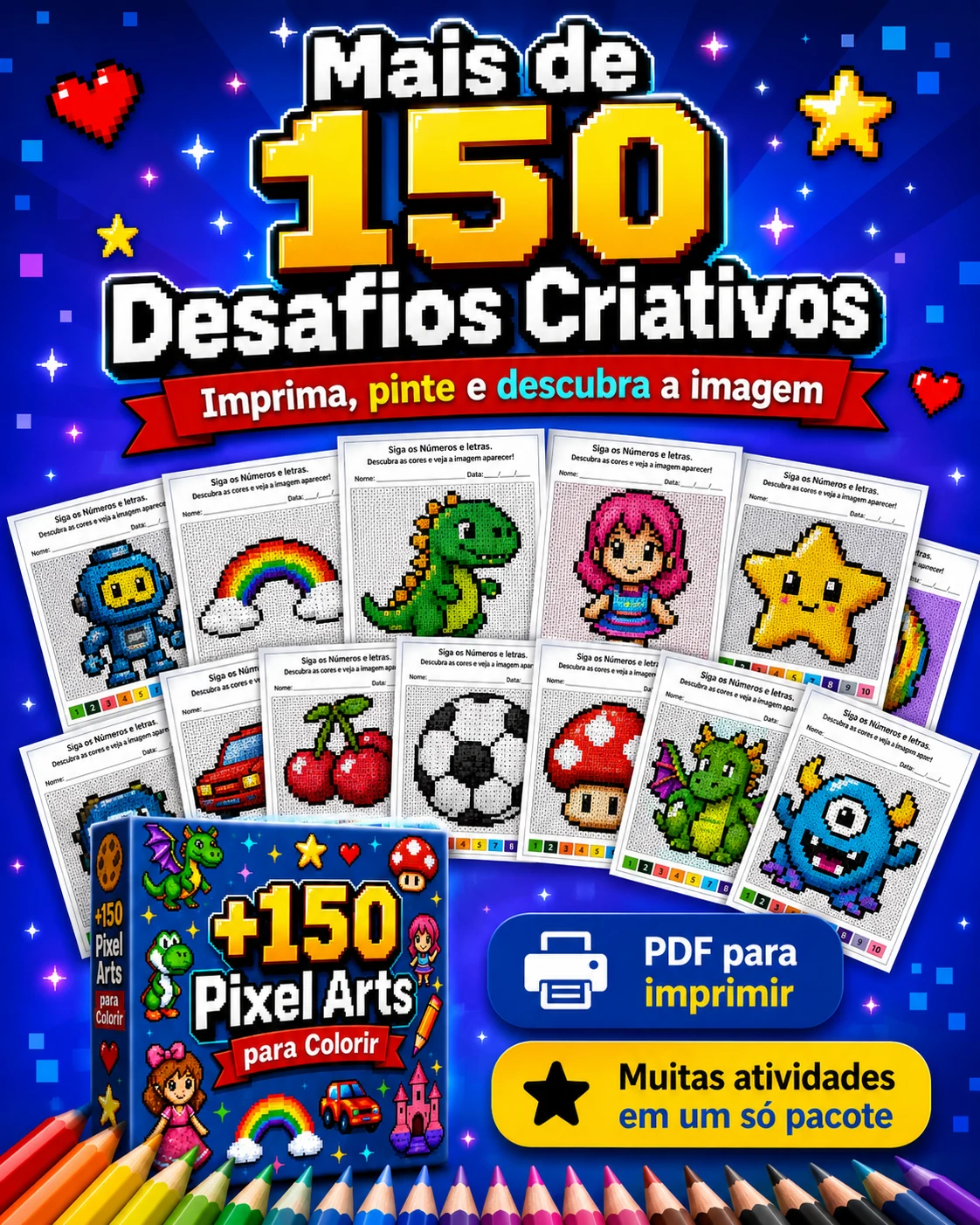 Exemplo de mais de 150 desafios criativos em pixel art
